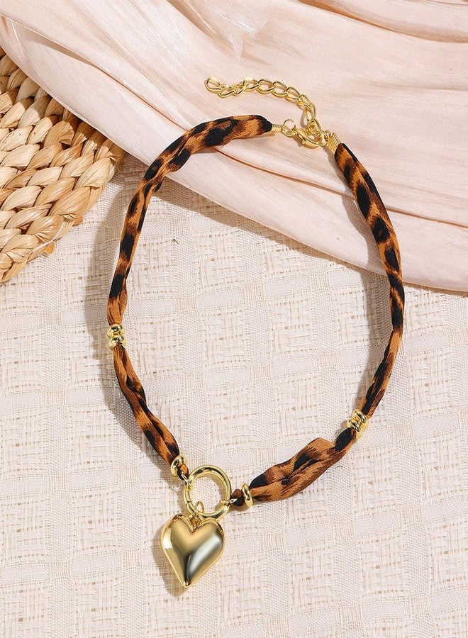 TACBSP Scarf Necklace with Charm for Women Leopard Scarf Charm Necklace Vintage Bow Heart Cross Leopard Necklaces Boho Layered Pearl Coin Necklaces Summer Jewelry Gift (B) - Image 4